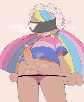 1boy aroused cookie_run cum dj_cookie erect_penis male male_only penis small_panties solo sweat