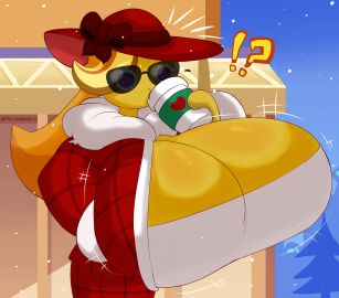 !? 1girls boob_window breast_expansion breast_growth breast_growth_(enlargement) breasts breasts_bigger_than_head breasts_out cleavage clothed clothing coffee_cookie cookie_run drinking expansion female female_only fromariels glasses hat huge_breasts hyper_breasts long_hair public public_nudity snow solo tagme