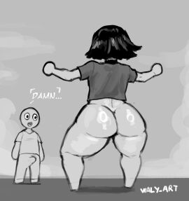1boy 1girls animated animation big_ass el_wallyxd female gray_background jumping male shortstack sketch waly_xox