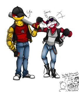 austria_(countryhumans) baseball_bat baseball_cap countryhumans gay gay_male germany_(countryhumans) jeans lusty_shadow male male/male male_only sfw yaoi