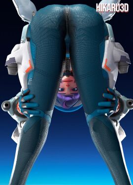 1girls 2024 3d artist_name ass ass_focus bangs bending_forward bending_over bent_over blue_background bodysuit brown_eyes clothed clothed_female clothing female fully_clothed gloves hair handwear hikaru3d human juno_(overwatch) leg_grab light-skinned_female light_skin looking_at_viewer looking_between_legs multicolored_hair overwatch overwatch_2 pink_hair pose posing purple_hair rear_view simple_background skin_tight solo spacesuit standing thighs two-tone_hair