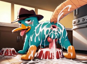 1boy after_sex ai_generated all_fours animal_genitalia animated anthro ass ass_focus balls beak blush butt_focus cum cum_everywhere cum_inside cum_on_ass cum_on_balls cum_on_butt cum_on_face cum_on_feet detailed_background disney dog_bowl doggy_style dripping_cum excessive_cum excessive_genital_fluids exhausted feet fluid_animation fluids gaped_anus kitchen knot looking_at_viewer male male_only penis perry_the_platypus phineas_and_ferb platypus presenting_anus presenting_balls presenting_butt quadruped raised_tail spread_legs tagme tail teasing_viewer tongue_out video wanting_more