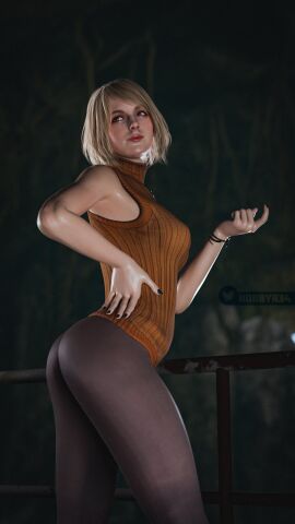 1girls 3d ashley_graham ashley_graham_(ella_freya) blonde_hair bracelet breasts capcom female hobbyr34 legs light-skinned_female light_skin long_legs medium_breasts medium_hair painted_nails pose posing resident_evil resident_evil_4 resident_evil_4_remake solo sweater tagme thighs