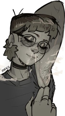 1girls 2d 2d_(artwork) adeniz armpit_fetish armpit_hair armpit_sniffing armpits arms_behind_back arms_up breasts clothed clothing female glasses hairy hairy_armpits hairy_female hairy_pussy illustration inviting inviting_to_sex natalie(adeniz) original original_character original_characters partially_clothed pixie_cut pussy seductive_look seductive_smile short_hair showing_armpits small_breasts smell smelly smelly_armpits smile smiling solo_female standing teenage_female teenager tomboy wet_body young