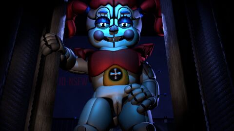 1girls 3d animatronic baby_(fnafsl) bedroom_eyes blue_eyes circus_baby circus_baby_(fnaf) circus_baby_(original) female female_only five_nights_at_freddy's five_nights_at_freddy's:_sister_location full_color glowing_eyes hand_on_hip no_panties no_penetration pussy robot robot_girl robot_humanoid solo solo_female somethingshrimpii vagina