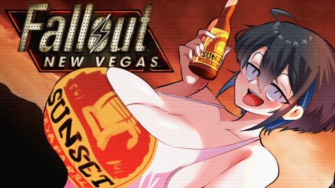 1girls 30th_video_rentals beer beer_bottle big_breasts black_hair breasts fallout fallout_new_vegas female huge_breasts indie_virtual_youtuber kataochi_chuuko kataoti_30 tank_top virtual_youtuber