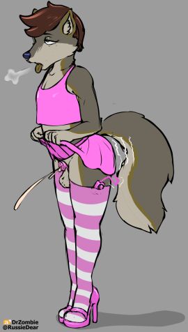 ahe_gao anal anal_sex anthro blue_nose bodily_fluids bottomwear breath brown_hair canid canine canis chastity_cage chastity_device clothed clothing crop_top crossdressing cum cum_while_chaste dr_zombie ejaculation emanata flat_chastity_cage footwear fur genital_fluids grey_body grey_fur hair hi_res high_heels legwear looking_pleasured male mammal miniskirt no_underwear object_in_ass panting pattern_clothing pattern_legwear pattern_stockings pattern_thigh_highs penetration pink_chastity_cage pink_clothing sex_toy sex_toy_in_ass sex_toy_insertion shirt shoes skirt solo stockings striped_clothing striped_legwear striped_stockings striped_thigh_highs stripes thigh_highs tongue tongue_out topwear tuton vibrator vibrator_in_ass wolf
