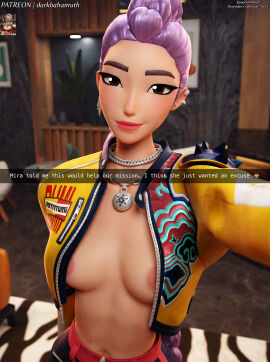 3d 3d_(artwork) breasts covered_breasts covered_nipples darkbahamuth female fortnite kpop_demon_hunters pinup rumi_(kpop_demon_hunters) selfie snapchat