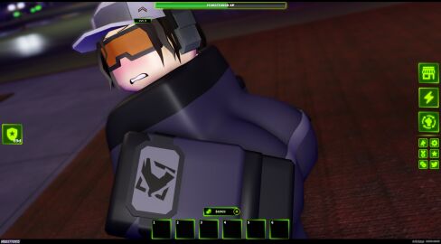 1girls 2025 3d ass ass_focus baseball_cap big_ass black_gloves blue_clothing blue_jumpsuit blue_sleeves blush brown_hair cap clothed clothed_female clothing dated discord_tag english_text female female_only fully_clothed fully_clothed_female game_ui gloves goggles hand_on_ass hand_on_own_ass hat jumpsuit letterbox letterboxed light-skinned_female light_blush light_skin long_hair long_sleeves looking_at_viewer moosty orange-tinted_eyewear pale-skinned_female pale_skin ponytail roblox roblox_game robloxian sleeves solo standing text thick_thighs thighs tower_defense_x white_cap white_hat xwm_turret_pilot_(tdx)