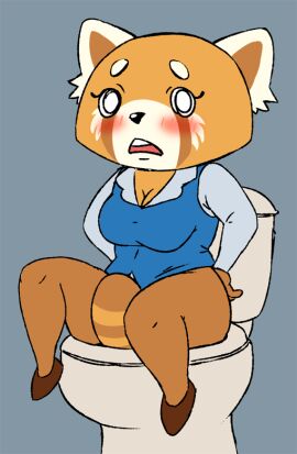 aggressive_retsuko aggretsuko ailurid anthro ass being_watched blush bottomless breasts caught caught_using_toilet censored censored_genitalia cleavage clothed clothing demagaberaga embarrassed female fluffy fluffy_tail footwear hands_on_hips high_heels implied_pee implied_scat looking_at_another looking_at_viewer mammal no_underwear on_toilet open_mouth poop_desperation red_panda retsuko sanrio sat_on shirt short_stack sitting solo tail tail_between_buttocks tail_between_legs toilet toilet_bowl toilet_seat toilet_use topwear wide_hips