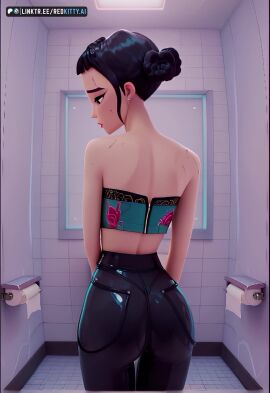 ai_generated ass ass_focus kpop_demon_hunters on_the_toilet posing redkitty seductive short_hair tagme toilet video zoey_(kpop_demon_hunters)