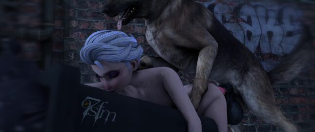 1boys 1girls 3d 3d_animation 3d_model ambiguous_penetration animal_penis animated brick_wall canine canine_genitalia canine_on_female canine_on_human doggy_style domestic_dog dominant_feral elsa_(frozen) female_human/male_feral feral feral_dominating_human feral_on_female feral_penetrating_human from_behind from_behind_position frozen_(film) german_shepherd human_bitch human_penetrated interspecies knotted_penis loop looping_animation o7sfm outdoors sex sex_from_behind sound source_filmmaker submissive_female tagme video zoophilia