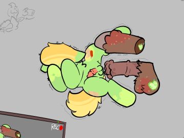 age_difference anonymous_artist applenook_(oc) balls covering_eyes cub duo father_and_son feral feral_on_feral foal friendship_is_magic hasbro hokuto_apple_(oc) horsecock imminent_anal imminent_penetration imminent_rape imminent_sex incest male male_cub male_only mlp_oc my_little_pony oc oc_only penis recording scared trembling