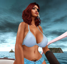 3d crochet futanari intersex naked sea second_life tanline