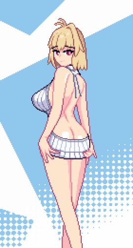 ahoge animated arcueid_brunestud ass big_ass big_breasts blonde_hair blush breasts color female full_body grabbing grabbing_ass groping_ass holding holding_ass huge_ass huge_breasts legs looking_at_viewer melty_blood meme meme_attire meme_clothing pixel_art raptorbr raptorbr_(artist) red_eyes squeezing squeezing_butt thick_thighs tsukihime type-moon vampire vampire_girl virgin_killer_sweater wide_hips winking