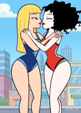 2girls ai_generated city embrace femme_fatale_(powerpuff_girls) kissing longer_than_one_minute making_out powerpuff_girls sedusa sound swimsuit tagme video yuri