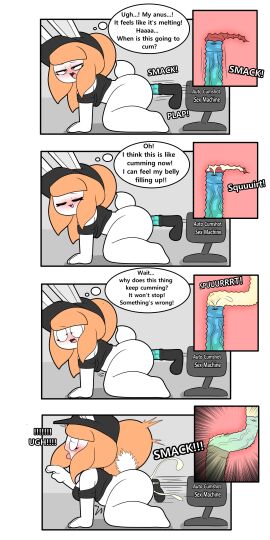 1girls absurd_res anthro bottomless clothed clothing cum_inflation cumflated_belly cumflation dildo female female_only fucking_machine hi_res machine sex_machine sex_toy solo sound_effects squirting_dildo text tina_(tonytoran) tonytoran