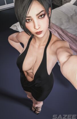 1girls 2024 3d ada_wong ada_wong_(adriana) alternate_breast_size big_breasts biohazard black_hair black_nail_polish breasts brown_eyes cleavage clothed clothed_female detailed_background female female_only hoop_earrings long_toenails resident_evil resident_evil_2 resident_evil_2_remake resident_evil_4 resident_evil_4_remake sazee selfie skimpy_clothes solo tagme