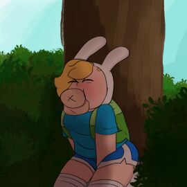 1boy 1girls 2d :} adventure_time adventure_time:_fionna_&_cake after_sex all_the_way_to_the_base animated backpack balls bangs behind_tree blonde_hair blush blushing buckteeth bunny_hood cartoon_network cleavage clothed clothed_sex cum cum_in_mouth cum_inside disembodied_penis erect_penis erection female fionna_and_cake fionna_the_human_girl gif happy hidden hidden_sex horzark huge_cock looking_at_another male male/female oral oral_sex outdoor_sex outdoors penis sex shorts smile smiling socks thighhighs thighs white_eyes