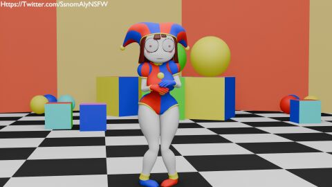 1girls 3d 3d_model brown_hair clown clown_girl female glitch_productions pomni pomni_(the_amazing_digital_circus) short_hair ssnomaly the_amazing_digital_circus white_body white_skin