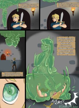 adventurer air_bubbles bestiary blush cant_breathe captured citronarts comic dominant_female dungeon dungeons_and_dragons facesitting female femdom goo_creature goo_girl gooey green_body larger_female male monster monster_girl muffled_moaning muffled_scream predator/prey prey self_upload size_difference slime slime_girl smothering smothering_ass smug_face sticky stuck stuck_in_ass submissive_male trapped trapped_in_butt