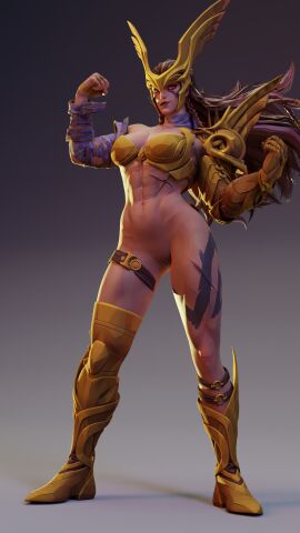 1girls 3d abs angela_(aldrif_odinsdottir) female female_only marvel marvel_comics marvel_rivals muscular muscular_female posing pussy solo thor_(series)