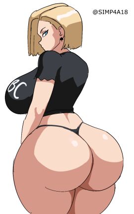 1girls android_18 ass blonde_hair breasts cuckold dragon_ball dragon_ball_super dragon_ball_z female huge_ass huge_breasts interracial netorare ntr queen_of_spades raceplay simp4a18 thong