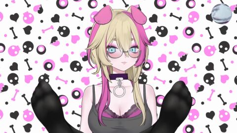 ahegao_face animated aqua_eyes black_legwear blonde_hair bouncing_breasts breasts feet_fetish female gif lewd lewdtuber nylons original_character peefdawg pink_hair puppyc0ded puppyplay scene_hair tongue_out virtual_youtuber vtuber