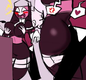 1boy 1girls angry_expression ass big_ass big_butt blush boobs breasts female friday_night_funkin grabbing_breasts grabbing_breasts_from_behind huge_ass huge_butt ice_cream_girl incest male male/female mid-fight_masses mid-fight_masses_(fnf_mod) mid_fight_masses midfight_masses milf mother mother_and_son nun nun's_habit nun_habit nun_hat nun_outfit sarvente_(dokki.doodlez) selever_(dokki.doodlez) sir_anci son surprised tits