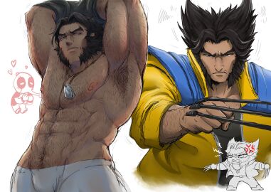 abs baimonbluewhale bara biceps claws deadpool gay logan_(x-men) male male_nipples male_only marvel marvel_comics marvel_rivals masculine_male muscular muscular_male mutant_(marvel) nipples pecs puckered_lips shirtless solo solo_male sweat sweating wolverine_(marvel_rivals) wolverine_(x-men) x-men yaoi