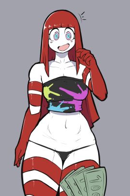 1girls belly belly_button blush breasts cash clothed clothed_female clothing digital_drawing_(artwork) digital_media_(artwork) female female_focus female_only hand_up hips legs_together line_art long_hair looking_at_viewer lumi_(species) meme money multicolored_body multicolored_eyes navel offering_money open_eyes open_mouth open_smile original original_character panties pinup pose posing pov quin-nsfw red_hair scarlet_(quin-nsfw) shaded small_breasts smile smiling solo solo_female solo_focus standing tank_top teeth thick_thighs thighs tongue waist