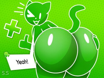 ass ass_grab big_ass big_butt cat_ears cat_tail fat_ass fat_butt furry looking_at_viewer looking_back miiverse nintendo sci-salandre simple_background thumbs_up wink winking_at_viewer yeah!_(miiverse)
