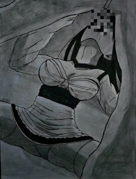 arb1_fanarts censored hayase_nagatoro low-angle_view maid_uniform panties please_don't_bully_me nagatoro saliva_trail spread_legs