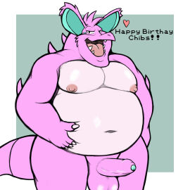 2024 anthro anthrofied balls belly belly_grab english_text erection fan_character foreskin generation_1_pokemon genitals hi_res humanoid_genitalia humanoid_penis male multicolored_body navel nidochi nidoking nintendo nipples obese open_mouth overweight overweight_anthro overweight_male penis pokemon pokemon_(species) pokemorph smush-sin solo text two-tone_body uncircumcised