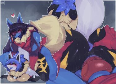 absurd_res anthro anthro_on_anthro anthro_penetrated anthro_penetrating anthro_penetrating_anthro anus ass big_breasts big_penis black_body black_fur black_hair blush breasts chest_spike clothed clothing doggy_style duo fan_character female female_penetrated fluffy fluffy_tail from_behind_position fur generation_4_pokemon generation_6_pokemon genitals hair hi_res knot lucario lucario_kai male male/female male_penetrating male_penetrating_female mega_evolution mega_lucario neck_tuft nintendo partially_clothed penetration penile penile_penetration penis penis_in_pussy pokemon pokemon_(species) pokémon_(species) pussy red_eyes sex shirt smile spikes spikes_(anatomy) spread_anus spread_ass spread_butt spreading tail tank_top topwear tuft vaginal_penetration vilf yellow_tail