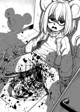 absurd_res birth bodily_fluids bringeall female fetal gore hi_res humanoid mammal murid murine rat rodent solo toilet