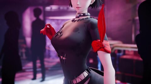 3d amateurthrowaway animation bathroom blender brown_hair club dancer_outfit dancing makoto_niijima music persona persona_5 persona_5:_dancing_star_night short_hair tagme upright_straddle video
