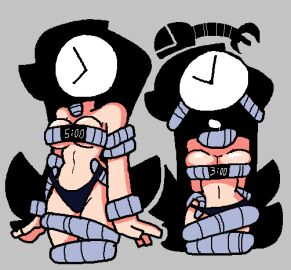 1girls 2d arcaned_roses black_hair black_panties clock drooling female female_only light-skinned_female light_skin long_hair metal_tentacles mind_control mystery_(roses_arcaned) panties roses_arcaned solo timer