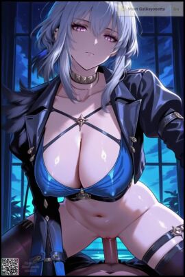 1boy 1girls 2d_animation ai_assisted ai_generated animated blue_hair breasts chocker choke_hold cleavage clothed_sex covered_nipples cowgirl_position crazy_eyes crextcomic dominant_female expressionless female femme_fatale galbrena_(wuthering_waves) gameplay_mechanics gloves grey_hair holding jacket looking_at_viewer male male_rover_(wuthering_waves) mp4 multicolored_hair night night_sky penis pink_eyes pov pov_eye_contact purple_eyes pussy qr_code rover_(wuthering_waves) sex shorter_than_10_seconds shorter_than_one_minute straddling straight tagme thick_thighs thighhighs uncensored vaginal_penetration vaginal_sex video video_games white_hair window wuthering_waves yandere