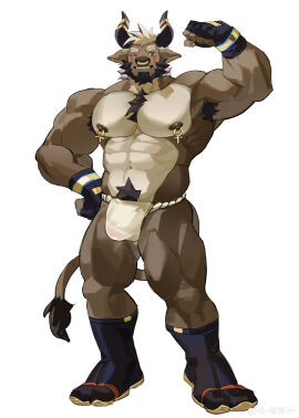 2024 2_horns abs absurd_res ankh_nipple_ring ankh_ring anthro armpit_hair asian_clothing bara barely_visible_genitalia barely_visible_penis beard biceps big_muscles big_penis biped black_hair body_hair bovid bovine brown_body brown_eyes brown_fur cattle chest_hair clothing curved_horn east_asian_clothing facial_hair facial_piercing fingerless_gloves flexing_biceps fundoshi fur gay gay_male genitals gloves hair handwear happy_trail hi_res horn humanoid_genitalia humanoid_penis japanese_clothing kitai_su looking_at_viewer male male_anthro male_only mammal muscles muscular muscular_anthro muscular_male navel nipple_piercing nipple_ring nipples nose_piercing nose_ring one_eye_closed overweight_male pecs penis piercing plantigrade pubes ring_piercing septum_piercing septum_ring solo solo_male tail tail_tuft translucent translucent_clothing translucent_underwear tuft underwear white_clothing white_fundoshi white_hair white_underwear wink yaoi