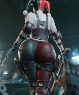 1girls 3d absurd_res ass ass_focus back_view baseball_bat batman batman:_arkham_knight batman_(bruce_wayne) batman_(series) behind_view big_ass big_butt bruce_wayne bubble_ass bubble_butt butt_focus chain_leash chained chains clothed clothed_female clothing corset curvy curvy_female curvy_figure dc dc_comics fat_ass female female_focus femdom gun harley_quinn harley_quinn_(classic) harley_quinn_(injustice) hi_res high_resolution highres holster huge_ass human injustice_2 jester_hat large_ass light-skinned_female light_skin plump_ass pov thick thick_ass thick_thighs thighs tight_clothing vensaku white_skin wide_hips