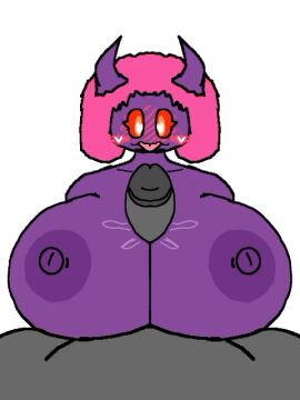 1boy 1girls 3:4 animated animated_gif beat_banger beat_banger_(mod) big_breasts big_penis blush blush_lines boobjob breasts female gif male nude nude_female nude_female_nude_male nude_male oc ocs orange_eyes original_character paizuri penis pink_hair purple_skin ropita_(ropi_yt) sex straight titfuck titjob toriel_beat_banger twitter_user_oc vertical_video white_hearts