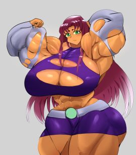 big_breasts breasts cleavage extreme_muscles female huge_breasts muscles muscular muscular_female starfire tagme teen_titans thick_thighs wide_hips