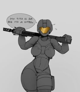 female female_spartan_(halo) halo halo_(game) halo_(series) monochrome spartan_(halo) spl4ts
