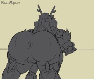 animated anus ass ass_clapping big_ass big_butt blizzard_entertainment deer digital_media_(artwork) female fur genitals horn huge_ass huge_butt machine male mammal new_world_deer omnic orisa overwatch penis pussy reindeer reindeer_orisa robot short_playtime solo taur thick_thighs travis_mayer twerking unfinished_version wide_hips