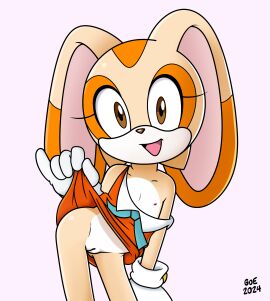 1girls 2024 20s absurd_res animal_ears anthro ass_visible_through_thighs bare_hips bare_shoulders brown_eyes cleft_of_venus clothes_lift collarbone cream_the_rabbit cub dated eyelashes female female_cub female_only flashing flat_chest furry furry_female gloves gluteal_fold goe_(good_or_evil) hi_res lagomorph long_ears looking_at_viewer mobian_(species) nipples no_bra no_panties no_underwear nude nude_female open_mouth pussy rabbit rabbit_girl sega signature skirt skirt_lift smile solo solo_female sonic_(series) sonic_the_hedgehog_(series) standing thighs white_gloves young