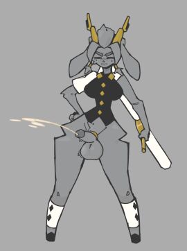 1futa anthro antlers balls ballsack big_balls big_penis breasts closed_eyes cock_ring covered_breasts cum cumshot echossmetches ejaculation erect_penis erection futa_only futanari grey_body grey_fur grey_hair hand_on_hip hands-free handsfree_ejaculation holding_object hooves intersex large_balls large_breasts orgasm orgasm_face partially_clothed partially_nude penis pseudoregalia skinny_waist solo sybil_(pseudoregalia) twintails wide_hips