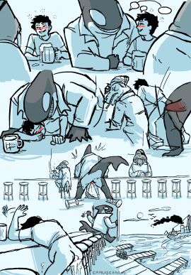 alcohol anal anthro anthro_penetrating anthro_penetrating_human bar bar_stool barrel beer beer_mug beverage big_dom_small_sub blush boat bodily_fluids bottomwear bottomwear_around_one_leg bottomwear_down canid caprascharm cetacean clothing clothing_around_one_leg crate cum cum_inside docks dolphin dominant drunk drunk_sex duo eye_patch eyewear furniture genital_fluids genitals hi_res human human_on_anthro human_penetrated inflation interspecies male male/male mammal marine oceanic_dolphin orca pants pants_around_one_leg pantsless_anthro penetration penis pinniped prehensile_penis public public_sex pump&dump sailor sex ship size_difference smoking stool substance_intoxication toothed_whale vehicle walrus watercraft wharf