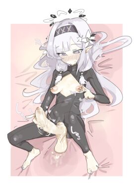 1futa bangs bangs_between_eyes black_bodysuit black_hairband black_headband blue_archive blush blush_lines bodysuit breasts censored censored_penis clothed clothing cum cum_drip cum_on_bed cum_on_sheets cumdrip elf elf_ears flicking_nipples flower flower_in_hair foreskin functionally_nude futa_only futanari grey_nail_polish hair_between_eyes hair_flower hair_intakes hair_wraps hairband halo headband himari_(blue_archive) human intersex leebongchun light-skinned_futa light_skin long_hair lying lying_on_back lying_on_bed makeup masturbation mole mole_under_eye mosaic_censoring mostly_clothed nail_polish nipple_flick nipple_play nipple_tweak nipples on_back on_bed penis pink_sheets pointy_ears purple_eyes sidelocks small_breasts solo sweat sweatdrop uncircumcised uncircumcised_penis uncut white_hair