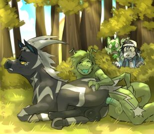 absurd_res anal anal_sex animal_genitalia animal_penis anthro anthro_on_feral anthro_penetrating anthro_penetrating_feral anzan arthropod ass backwards_baseball_cap backwards_hat balls baseball_cap being_watched black_body black_fur bovid caprine clothing equid equine equine_genitalia equine_penis erection felid feline feral feral_penetrated forest fur generation_5_pokemon generation_9_pokemon genitals goat green_body green_fur group hat headgear headwear hi_res horn interspecies kapri_(kapri) looking_at_another male male/male male_on_feral male_penetrated male_penetrating male_penetrating_male mammal markings mole_(marking) nature nintendo penetration penile penile_penetration penis penis_in_ass plant pokemon pokemon_(species) pokephilia sex shocked sprigatito tree vigmarr voyeur yellow_eyes zebstrika zoophilia